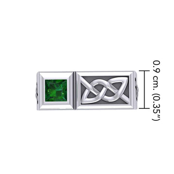 Peter Stone Rectangle Modern Silver Men Ring With Square Gemstone and Celtic Design TRI2414 - Jewelry