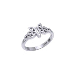 Peter Stone Jewelry Sterling Silver Celtic Wolf Ring - Majestic Symbolism and Craftsmanship for a Bold Statement TRI2419 - Jewelry