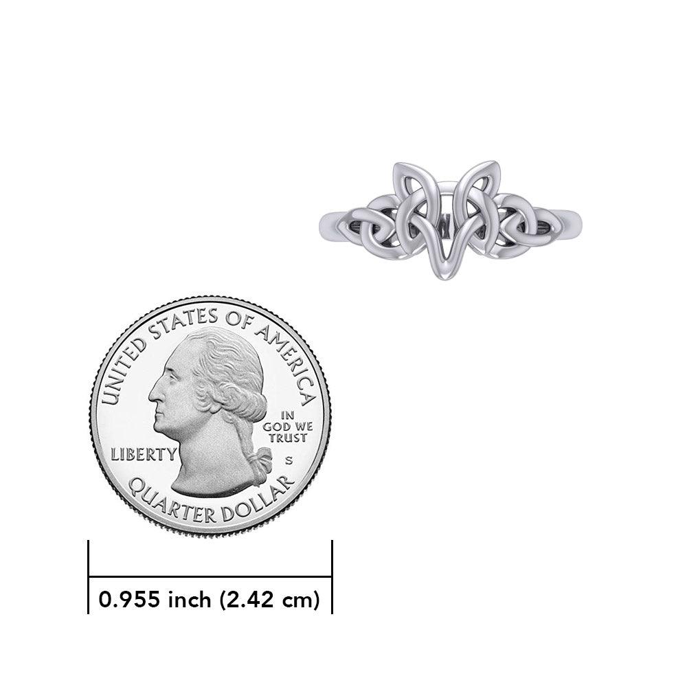 Peter Stone Jewelry Sterling Silver Celtic Wolf Ring - Majestic Symbolism and Craftsmanship for a Bold Statement TRI2419 - Jewelry