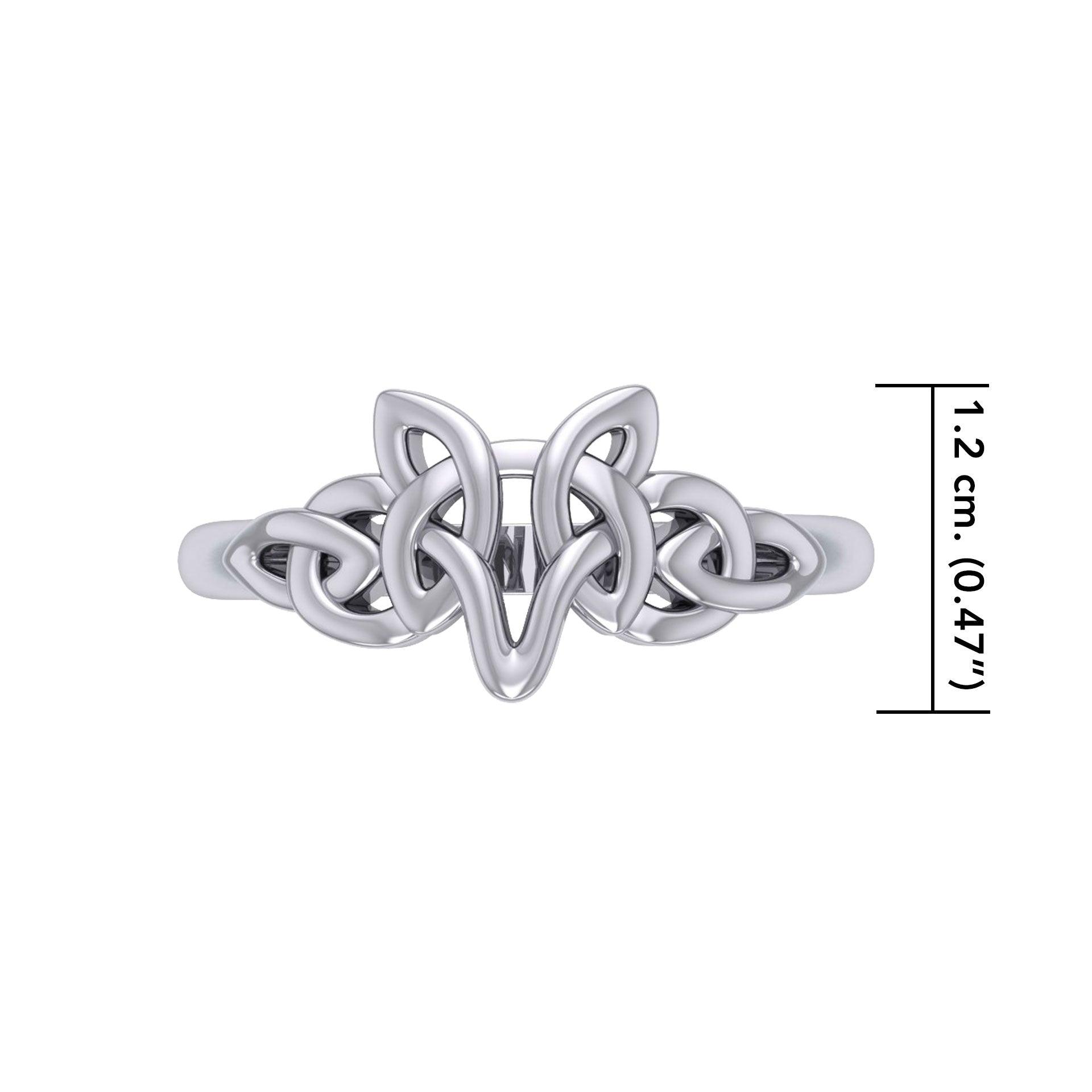 Peter Stone Jewelry Sterling Silver Celtic Wolf Ring - Majestic Symbolism and Craftsmanship for a Bold Statement TRI2419 - Jewelry