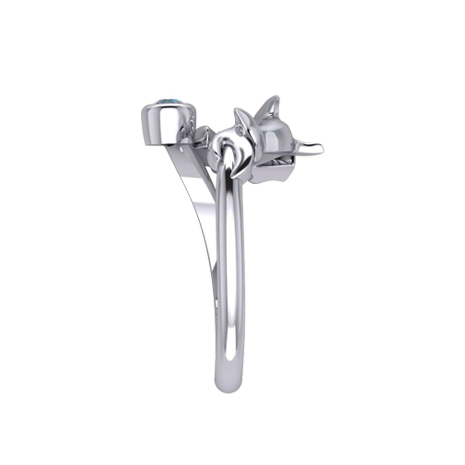 Hammerhead Shark Silver Ring with Gemstone TRI2427 - Jewelry