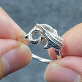 Whale Shark with Wave Sterling Silver Wrap Ring TRI2433