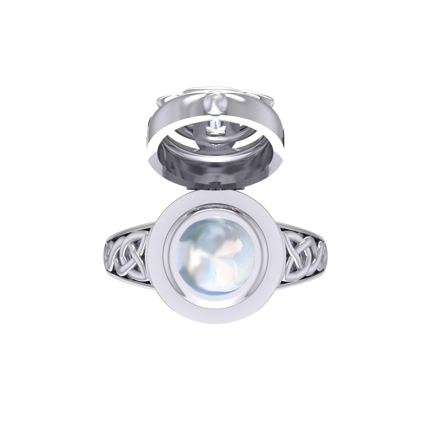 The Celtic Triquetra Silver Locket Ring with Gemstone TRI2436 - Jewelry