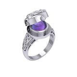 The Celtic Triquetra Silver Locket Ring with Gemstone TRI2436 - Jewelry