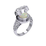 The Celtic Triquetra Silver Locket Ring with Gemstone TRI2436 - Jewelry