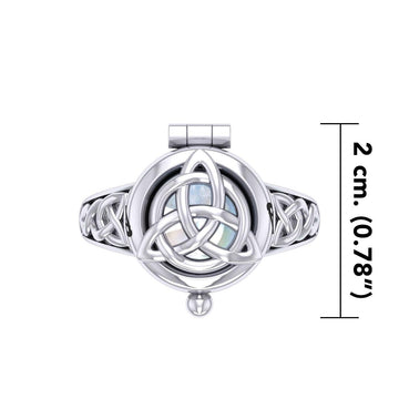 The Celtic Triquetra Silver Locket Ring with Gemstone TRI2436 - Jewelry