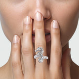 Seahorse with Gemstone Silver Wrap Ring TRI2443 - Jewelry