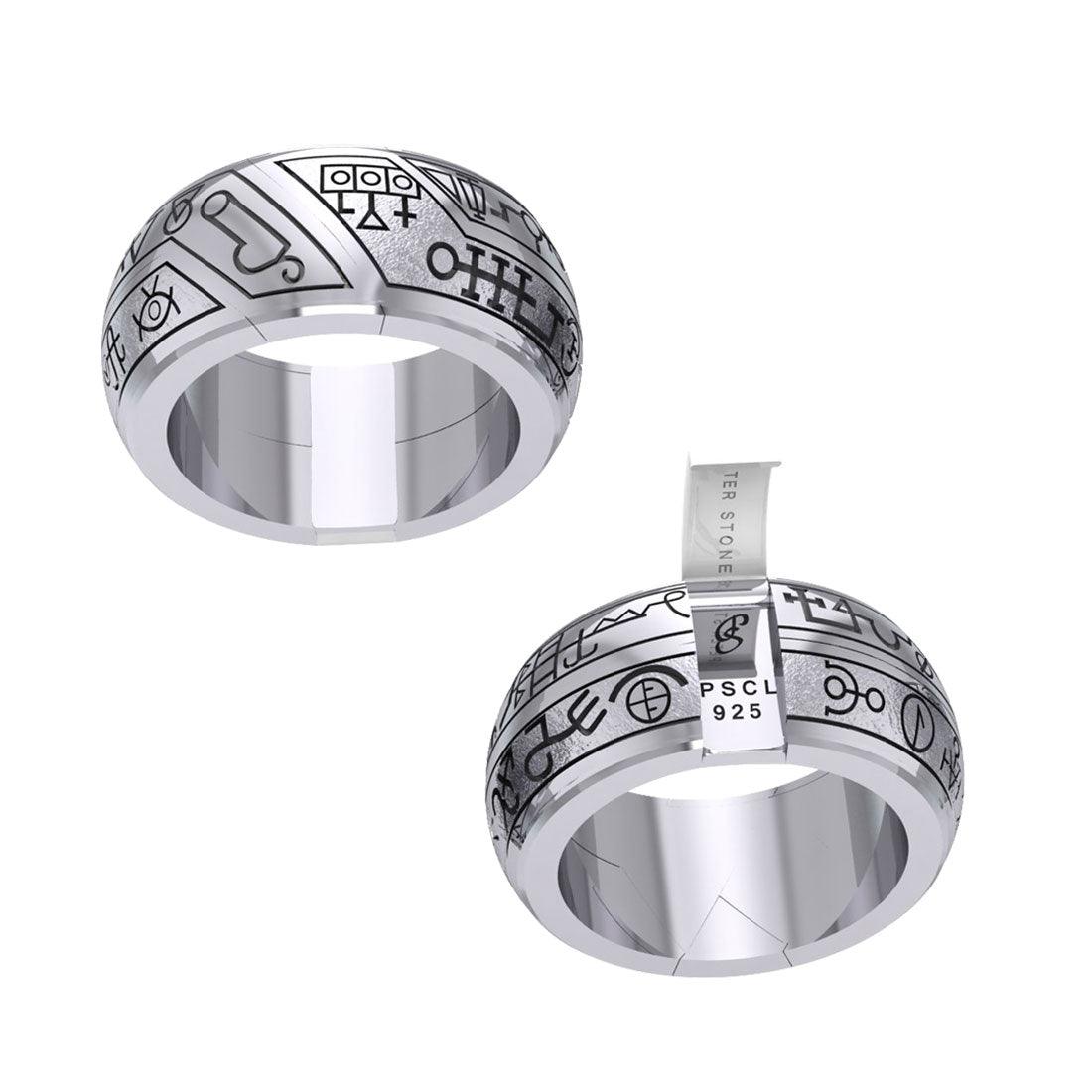 Peter Stone Puzzle Ring Theme Sigil of Archangels & Demons TRI2444 - Jewelry