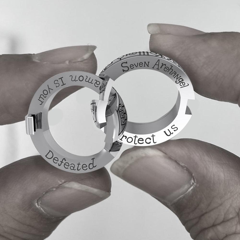 Peter Stone Puzzle Ring Theme Sigil of Archangels & Demons TRI2444 - Jewelry