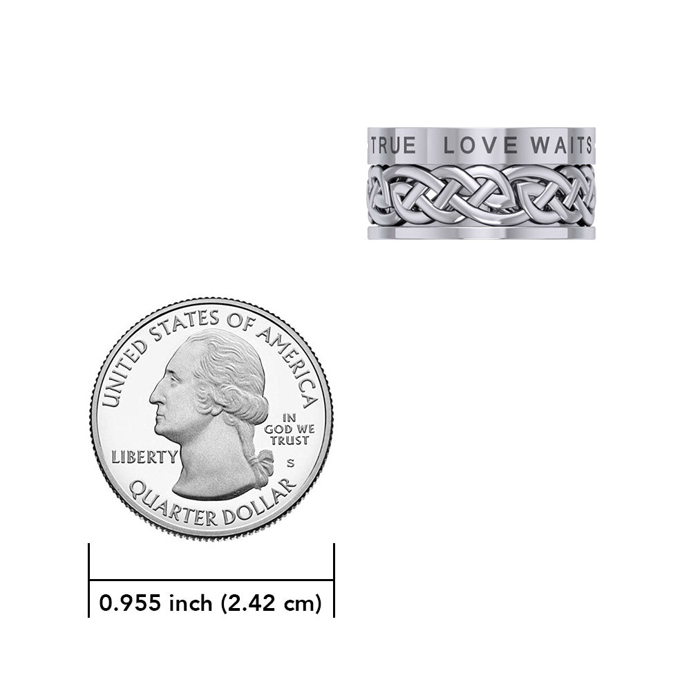 Peter Stone True Love Waits Celtic Sterling Silver Spinner Ring TRI2449