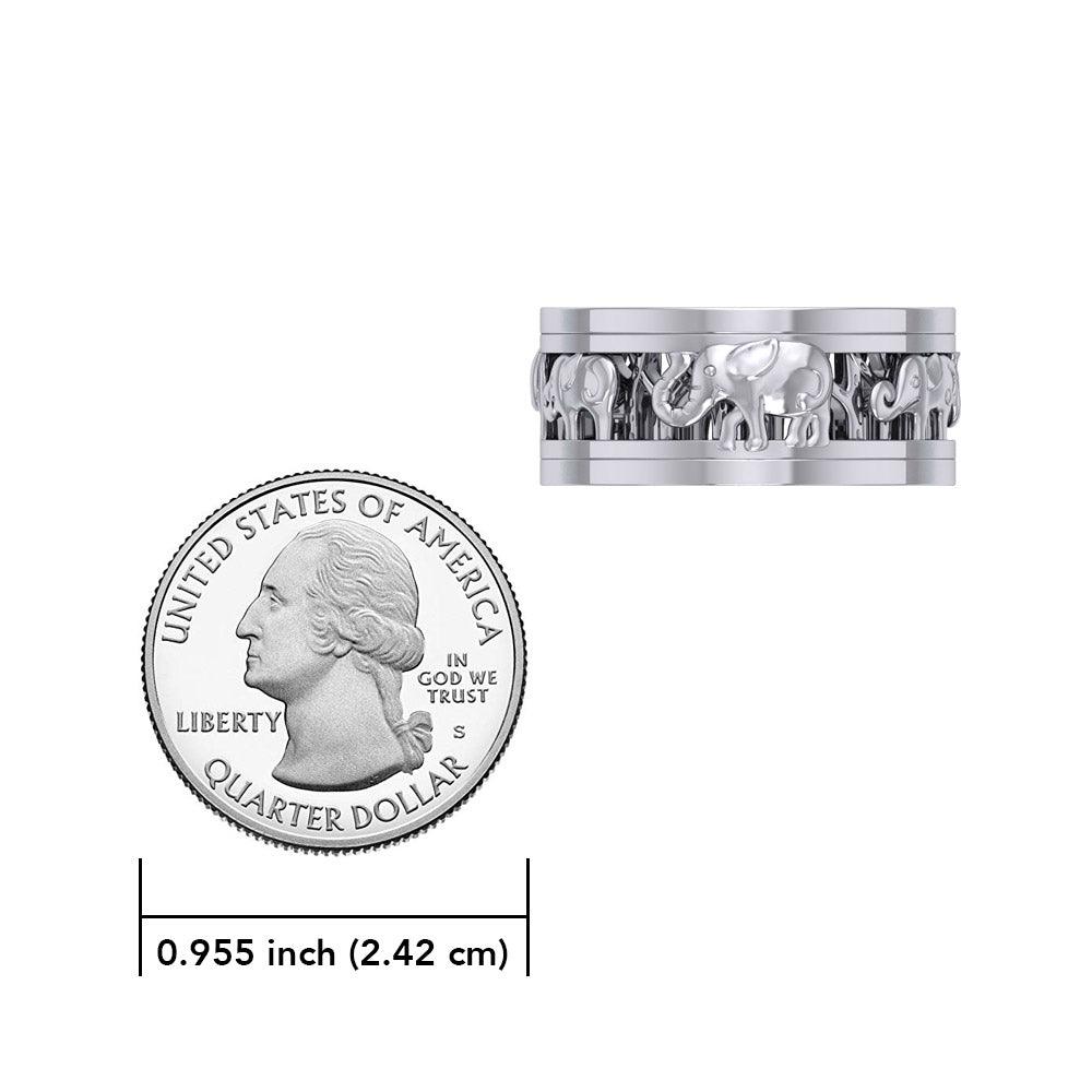 Elephant Silver Spinner Ring TRI2453 - Jewelry