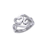 Double Heart Sterling Silver Puzzle Ring By Peter Stone Jewelry TRI2464
