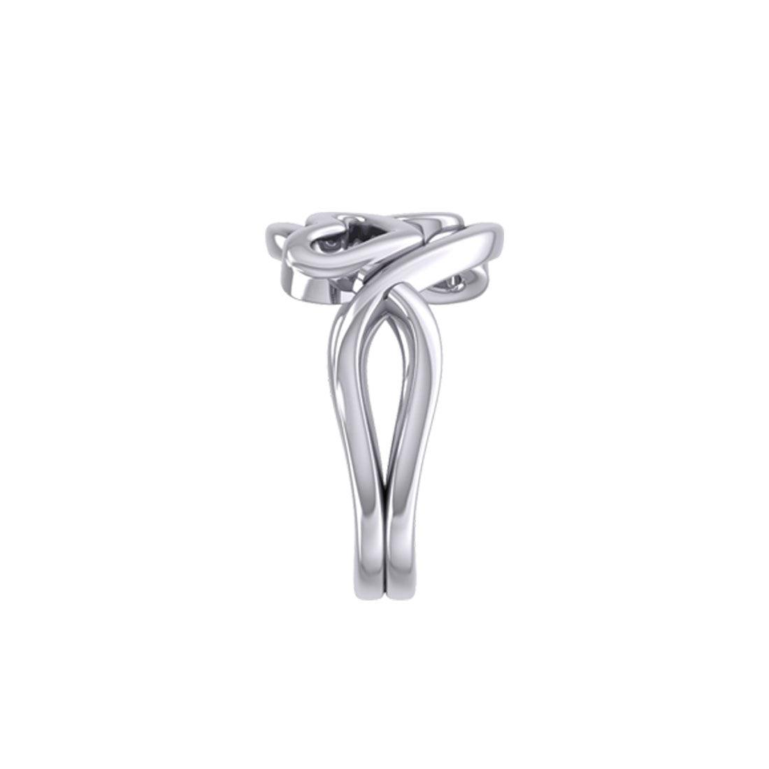 Double Heart Silver Puzzle Ring By Peter Stone Jewelry TRI2464 - Jewelry