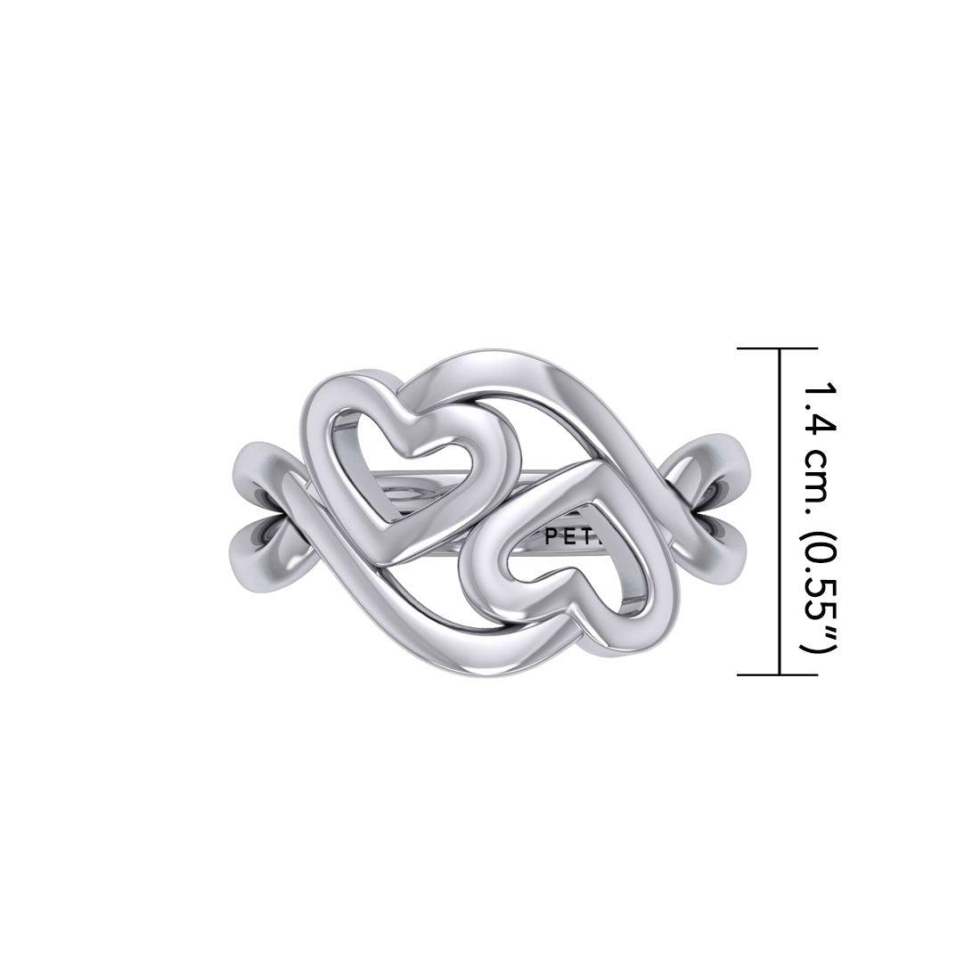 Double Heart Silver Puzzle Ring By Peter Stone Jewelry TRI2464 - Jewelry