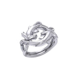 Enigma Fusion Sterling Silver Double-Hammer Headed Shark Puzzle Ring by Peter Stone TRI2470 - Jewelry