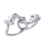 Enigma Fusion Sterling Silver Double-Hammer Headed Shark Puzzle Ring by Peter Stone TRI2470 - Jewelry