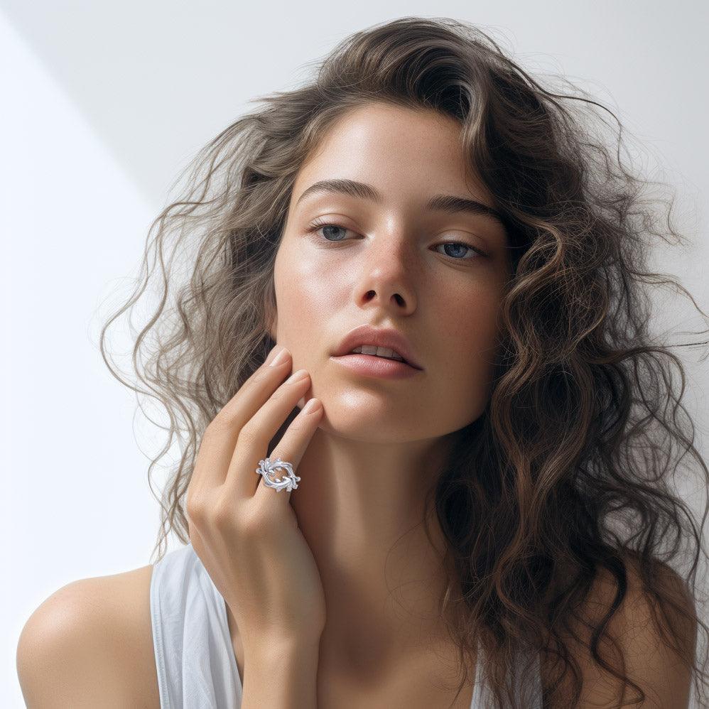 Enigma Fusion Sterling Silver Double-Hammer Headed Shark Puzzle Ring by Peter Stone TRI2470 - Jewelry