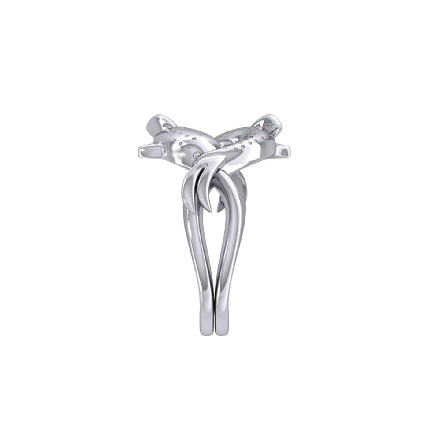 Marine Harmony Sterling Silver Whale Sharks Puzzle Ring by Peter Stone TRI2471 - Jewelry