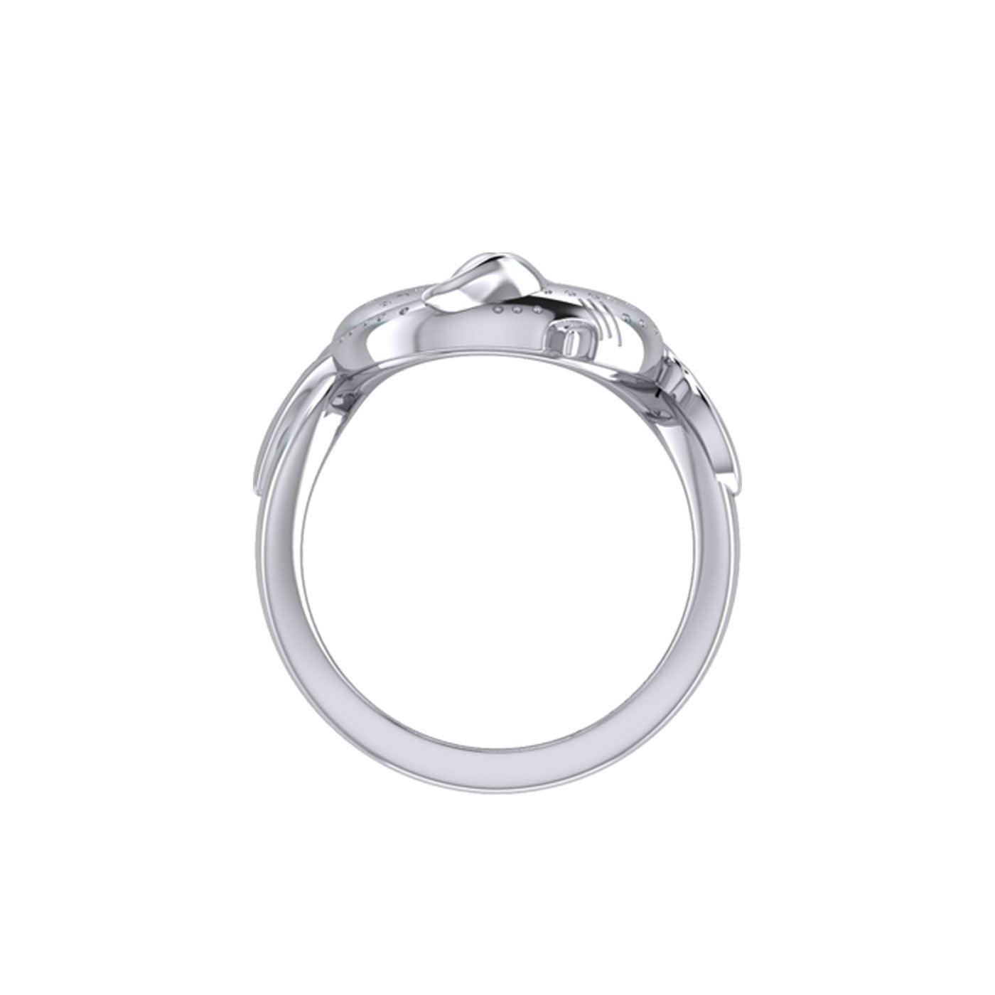 Marine Harmony Sterling Silver Whale Sharks Puzzle Ring by Peter Stone TRI2471 - Jewelry