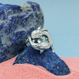 Marine Harmony Sterling Silver Whale Sharks Puzzle Ring by Peter Stone TRI2471 - Jewelry