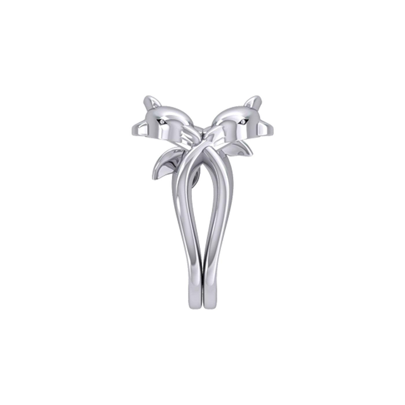 Oceanic Bonds Sterling Silver Friendly Dolphins Puzzle Ring by Peter Stone TRI2472 - Jewelry
