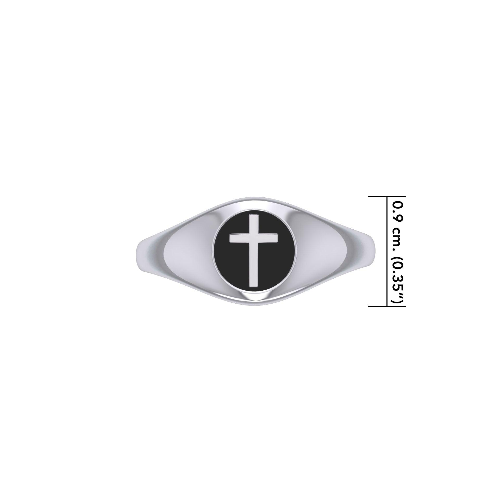 Spiritual Elegance Sterling Silver Faith Cross Women Ring with Black Accent by Peter Stone Jewelry TRI2474 - Jewelry
