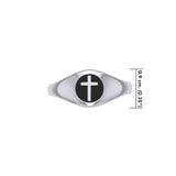 Spiritual Elegance Sterling Silver Faith Cross Women Ring with Black Accent by Peter Stone Jewelry TRI2474 - Jewelry
