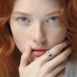 Harmony and Balance Sterling Silver Yin Yang Butterfly Ring by Peter Stone Jewelry TRI2477 - Jewelry