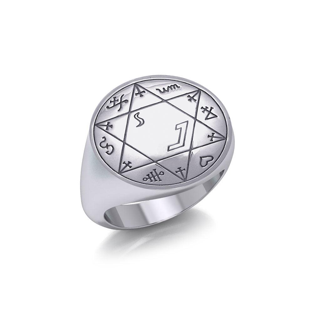 Successful Business Solomon Seal Silver Signet Men Ring TRI2498 - Jewelry