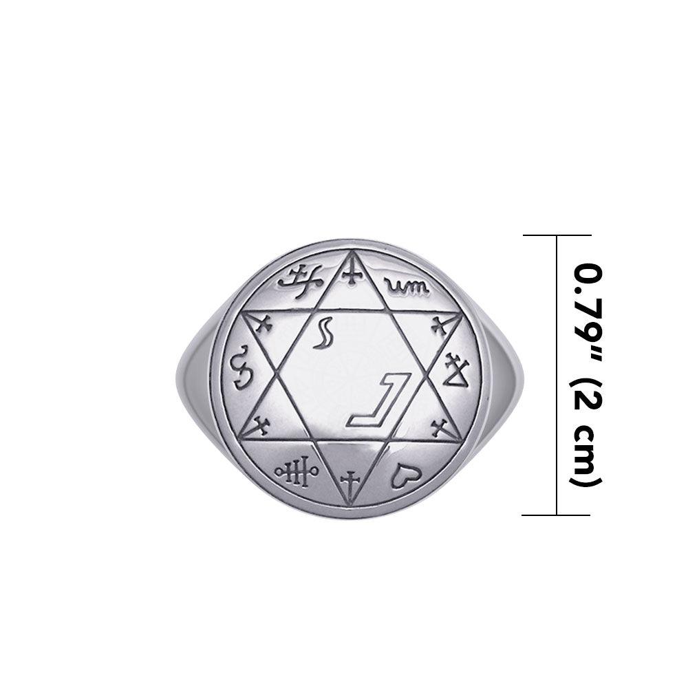 Successful Business Solomon Seal Silver Signet Men Ring TRI2498 - Jewelry