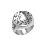 Successful Business Solomon Seal Silver Signet Men Ring with Triquetra TRI2499 - Jewelry