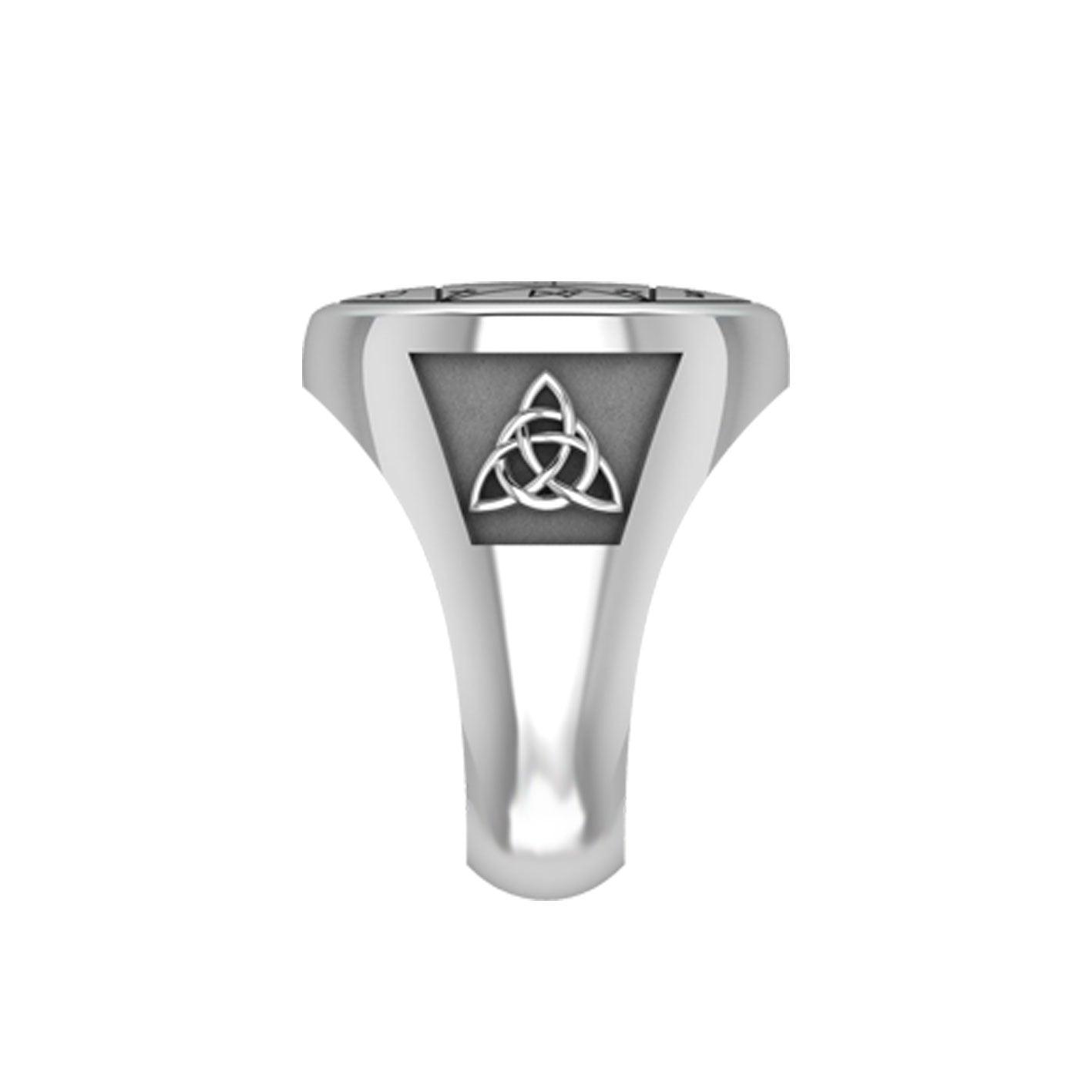 Successful Business Solomon Seal Silver Signet Men Ring with Triquetra TRI2499 - Jewelry