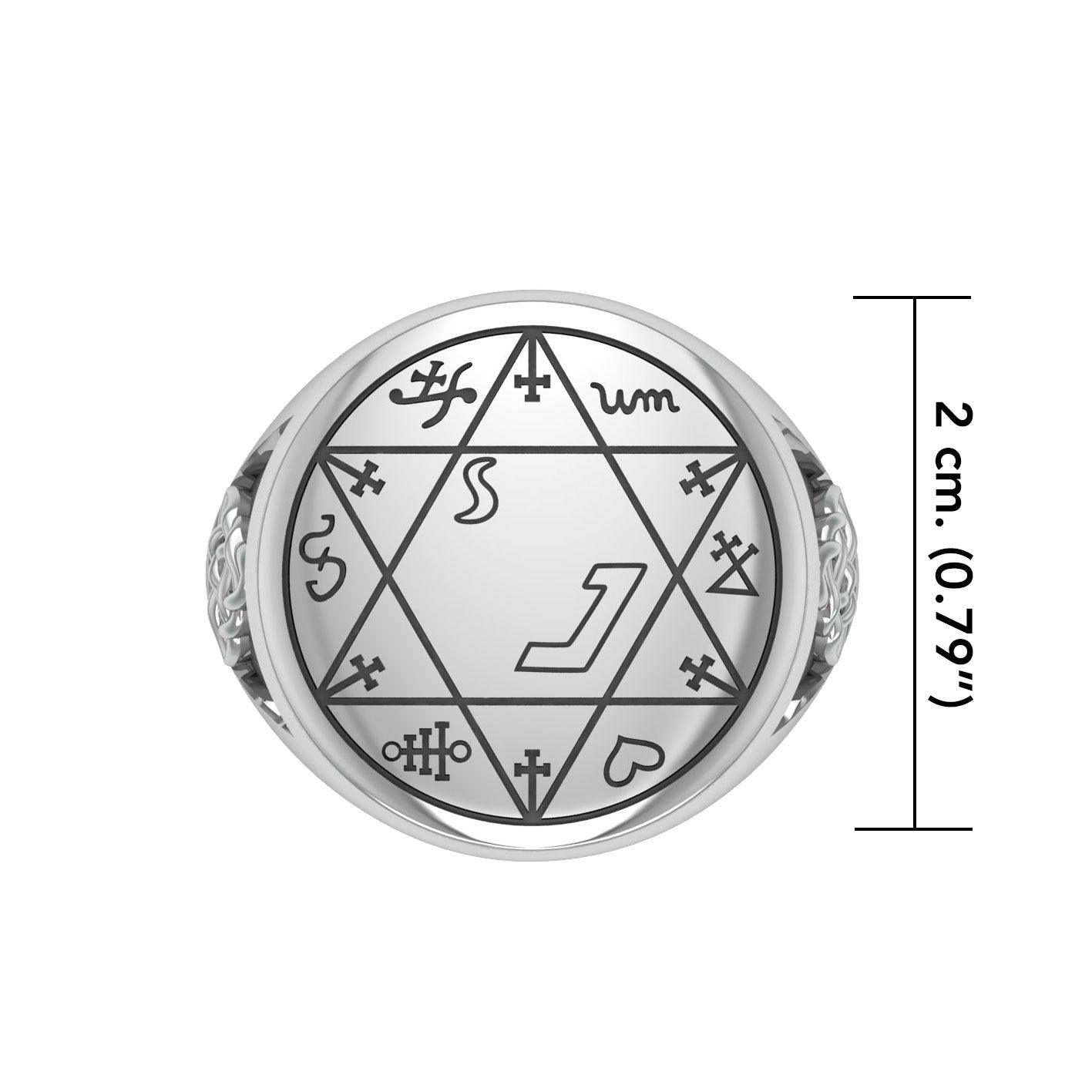 Successful Business Solomon Seal Silver Signet Men Ring with Triquetra TRI2499 - Jewelry