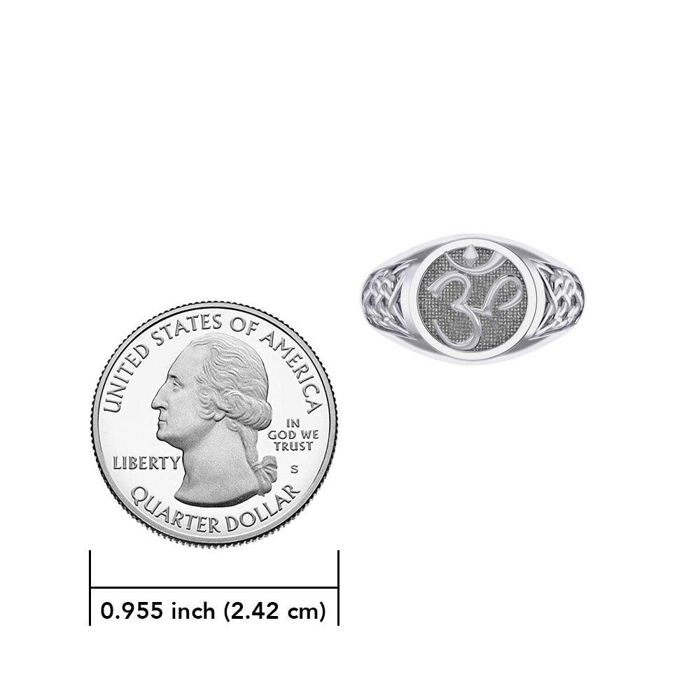 Om with Celtic Design Silver Ring TRI2514 - Jewelry