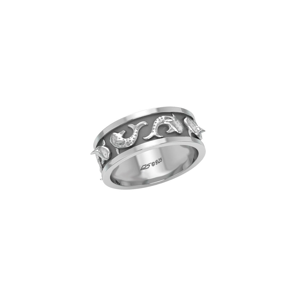 Whale Shark Enamel Sterling Silver Band Ring TRI2535