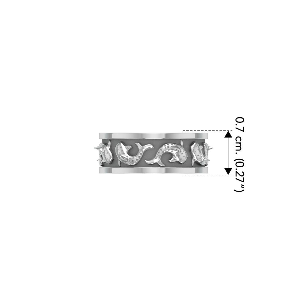 Whale Shark Enamel Sterling Silver Band Ring TRI2535