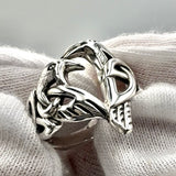 Love of The Mythical Celtic Heart Raven Sterling Silver Ring TRI2565