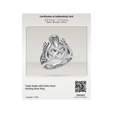 Triple Snake with Celtic Heart Sterling Silver Ring TRI2567