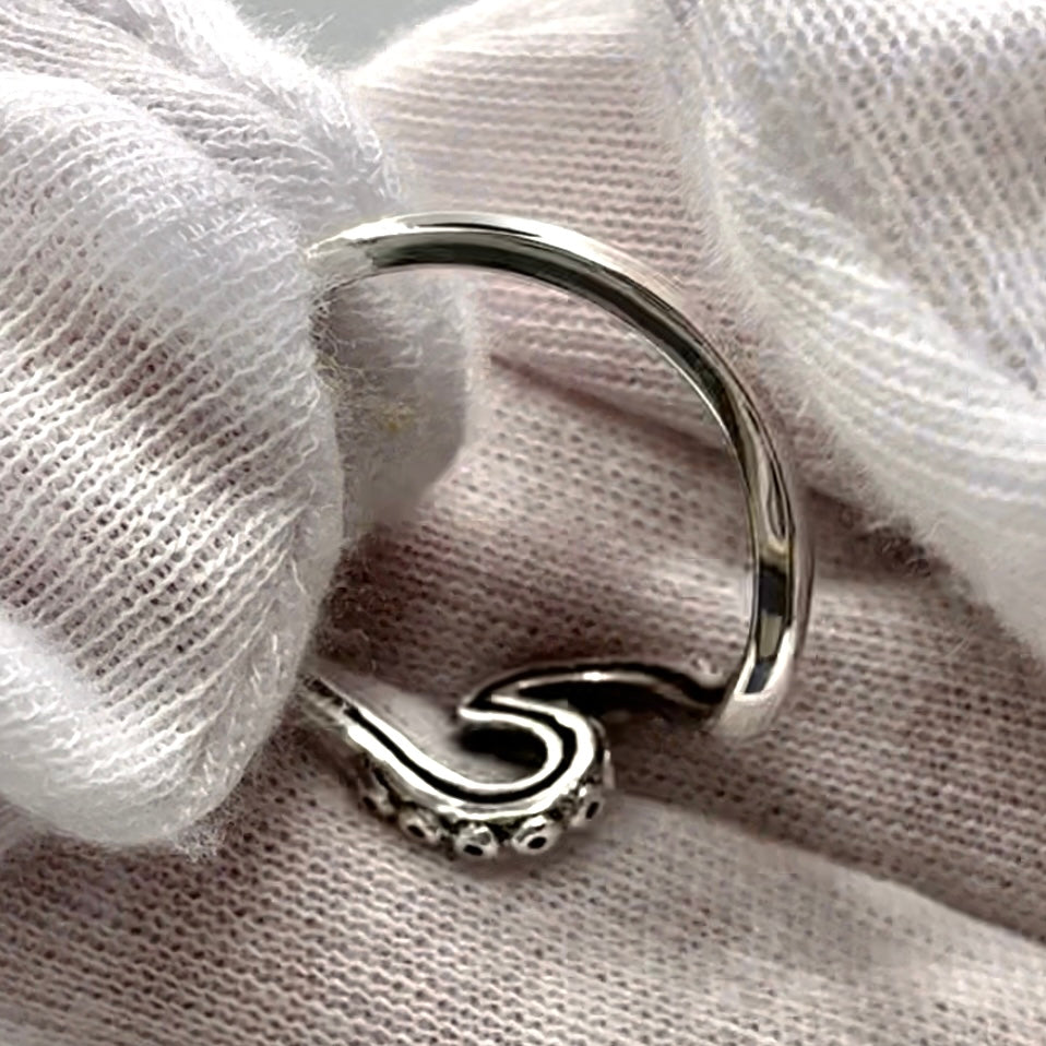 Wave with Octopus Tentacles Sterling Silver Ring TRI2575