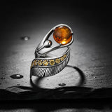 Graceful and free ~ Dali-inspired fine Sterling Silver Ring with Citrine gemstones TRI580