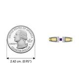 Modern Silver and Gold Ring with Square Gemstone TRV3447 - Jewelry