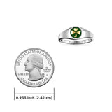 Shamrock Sterling Silver with Gold Accent Ring with Green Enamel TRV3686 - Jewelry