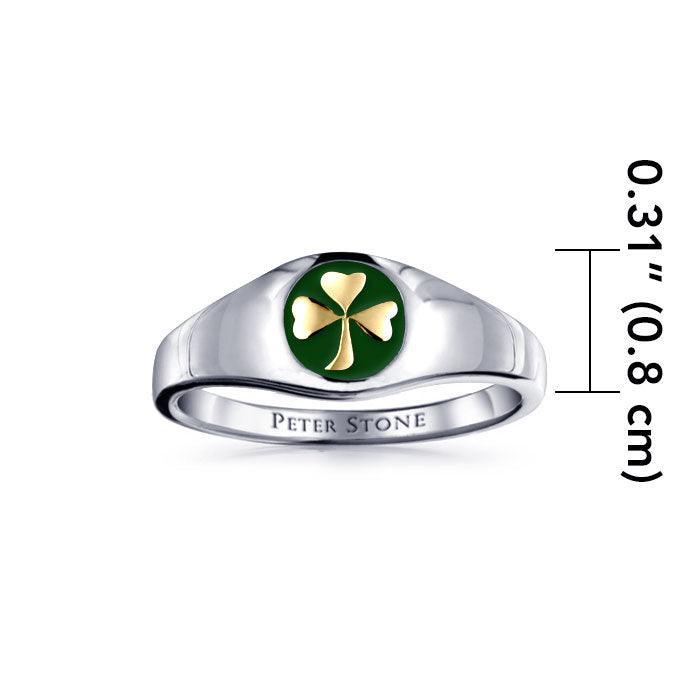 Shamrock Sterling Silver with Gold Accent Ring with Green Enamel TRV3686 - Jewelry