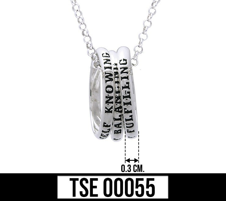 Empowering Words Desire, Purpose, Faith Sterling Silver Ring With Chain TSE055