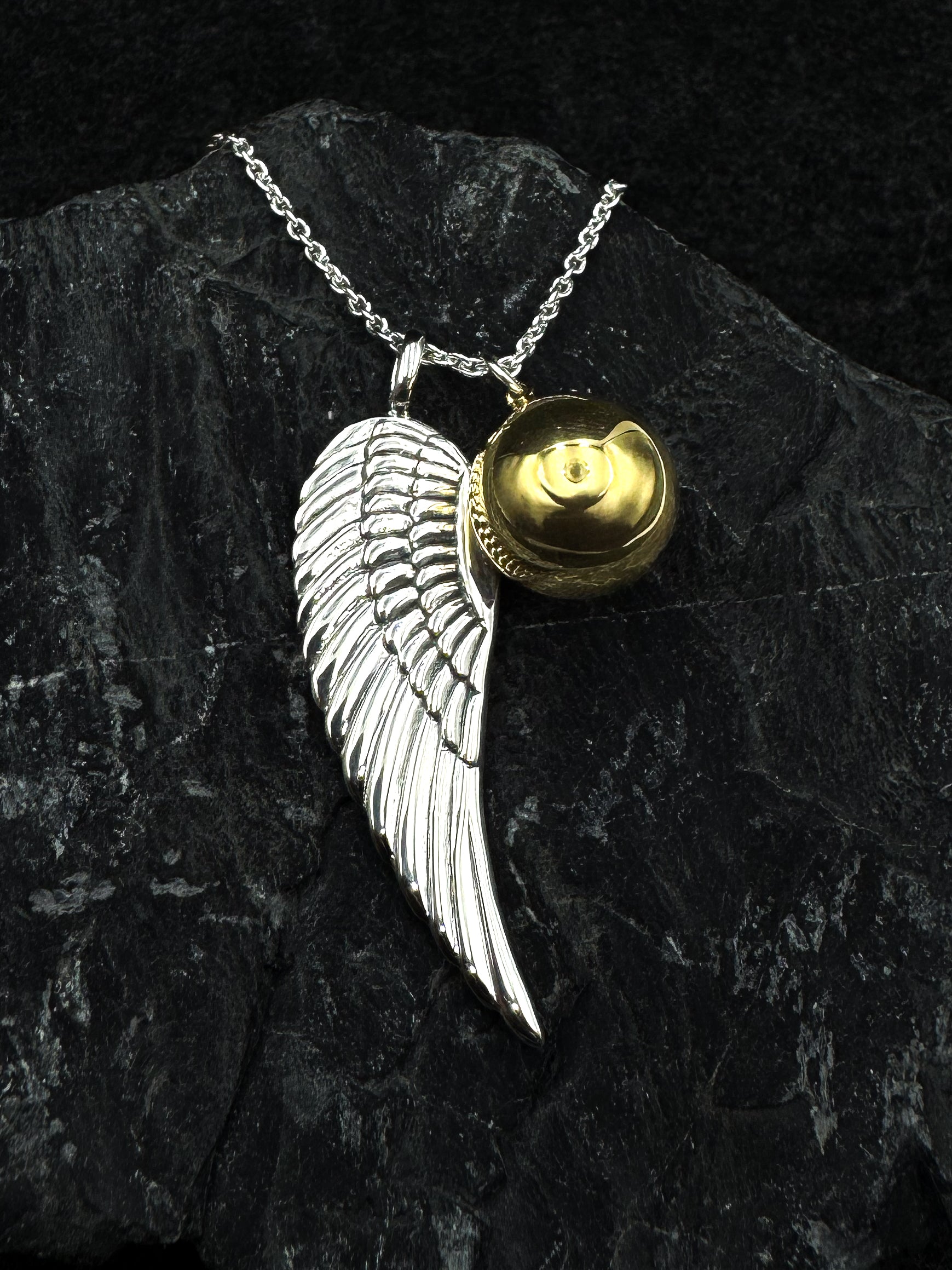 Angels Wing Chime Ball Sterling Silver Necklace TSE711P