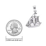 Schooner Boat Silver Pendant with Chain Set TSE721 - Jewelry