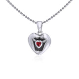 Manatees Silver Pendant with Heart Gemstone and Chain Set TSE735 - Jewelry