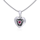 Manatees Silver Pendant with Heart Gemstone and Chain Set TSE735 - Jewelry