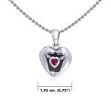 Manatees Silver Pendant with Heart Gemstone and Chain Set TSE735 - Jewelry