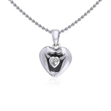 Manatees Silver Pendant with Heart Gemstone and Chain Set TSE735 - Jewelry
